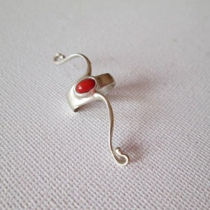 Silver 925 solid 925 silver eaar cuffs, no piercing, Ear cuff, climbingn adjustable ear, Not perforated, Earring, Cartilage earring, Spain red