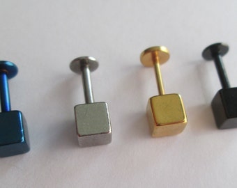 Boucle d'oreille acier  homme , minimaliste, petite, hommes, argent, noir, Or ancien,  Bleu, unisexe, bijoux, Espagne