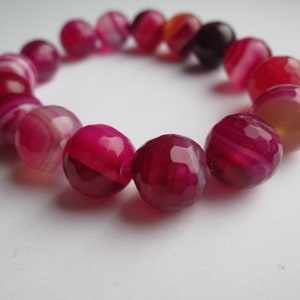 Men&#39;s bracelet Pink Agate 12 mm, elastic bracelet, Spain, christmas gift, gift for boyfriends, for him, for her, anniversary,