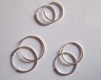 925 Silver Creole dangle PAIR earrings , 10,12,14, 15, 16, 18 mm, simple, minimalist, Spain, gift, man, woman, boyfriend gift