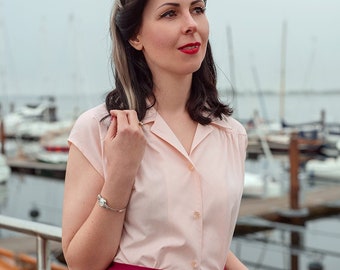 50s blouse Audrey powder rosé