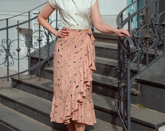 Wrap skirt Rock Loreen rosé