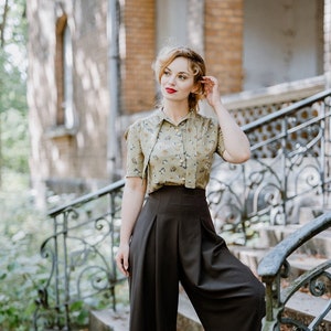 40s blouse Romy olive