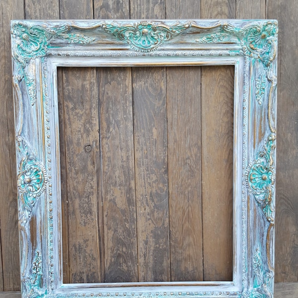 Colonial Shabby Chic Style Frame, white wash, wedding frame, nursery decor, french decor frames, shabby chic frame, Wood picture frame