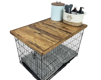 Dog Kennel Wood Top with safety lip, EARLY AMERICAN STAIN,handcrafted, dog crate topper,dog crate table top,custom made sizes are available,