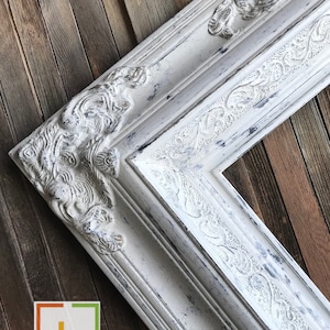 Baroque shabby chic Style wood Frame,distressed white frame,photo frame,ornate frame,canvas frames,custom frame, vintage frame,portait frame