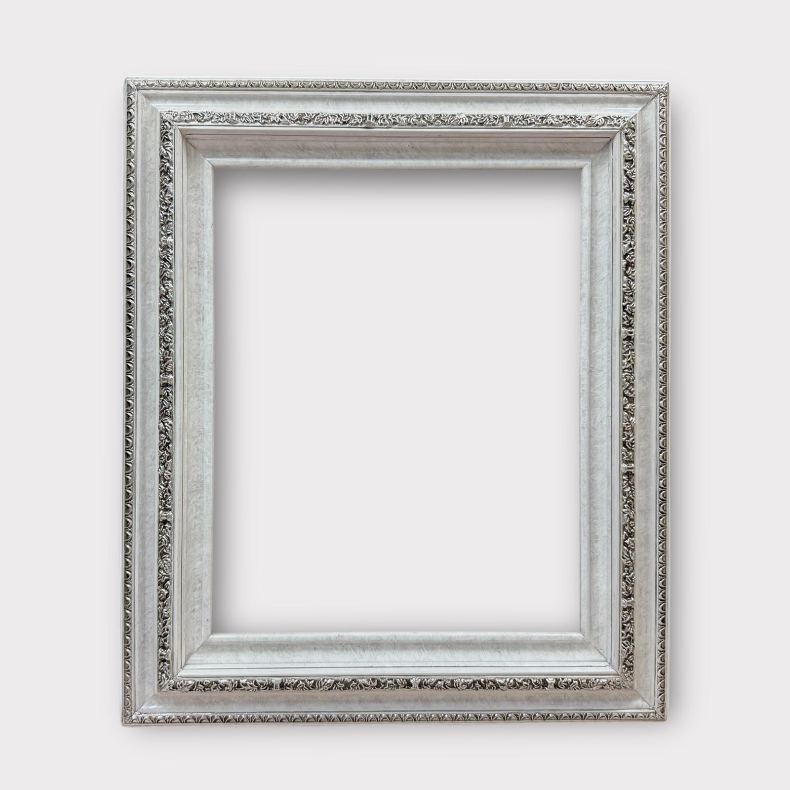 Frame Compo Classic Compo Ornate Wood Frame, Marble White With Silver Leaf Accents ...