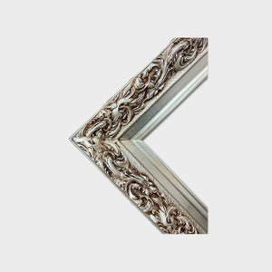 Victorian Style Wood Picture Frame, SILVER LEAF , canvas frame ,Vintage frame,colonial style, custom made sizes, ornate wood frame, handmade