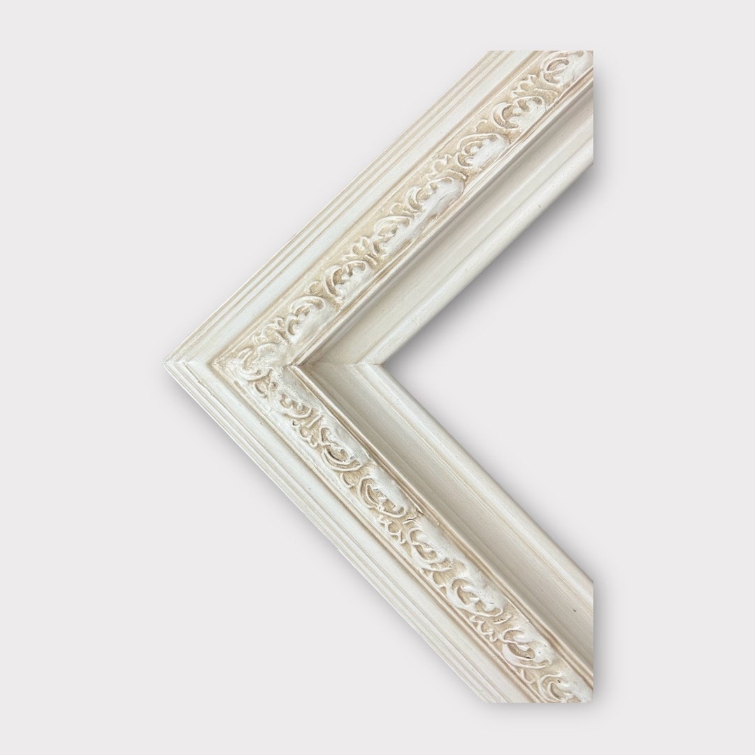 Custom Wood Frame With Compo Ornate Trim, IVORY FINISH Frame,canvas