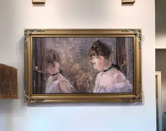 32" to 50" inch Ornate frame for Samsung The Frame TV & Frame Pro TV models, Antique Gold finish, not meant for use with other TVs.