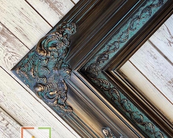 Baroque colonial Style Frame, antique gold, wedding frame,ornate wood frame, french decor frames, shabby chic frame, Wood picture frame