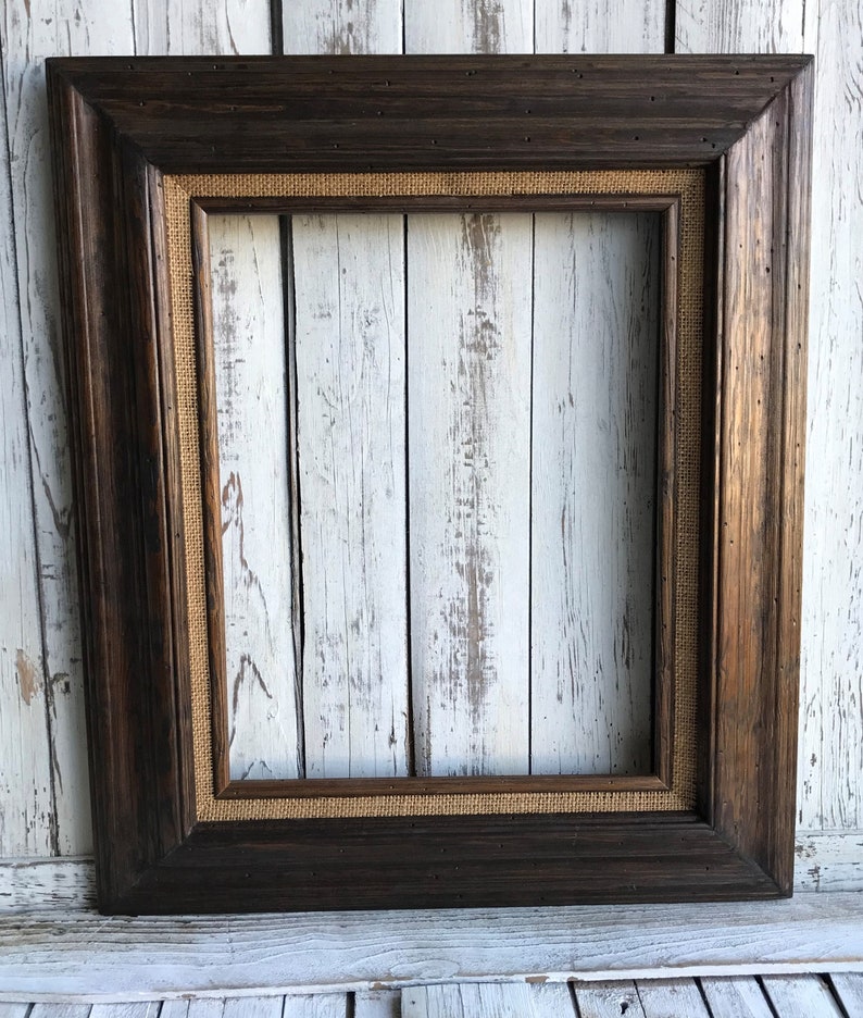 wood rustic frame country frame Rustic wood frame with burlap linen