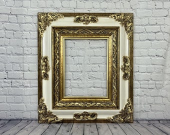 Baroque colonial Style Frame, antique gold,ivory frame,ornate wood frame,canvas frame, custom made frame, gold leaf, oil painting frame