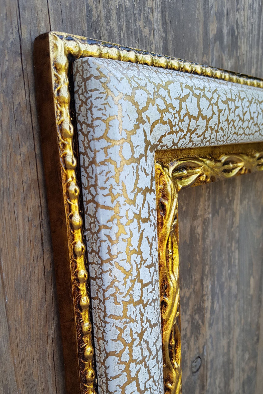 French Style Wood Picture Frame, Crackle Finish, Goldleaf French Style Wood Picture Frame, Crackle Finish, Goldleaf