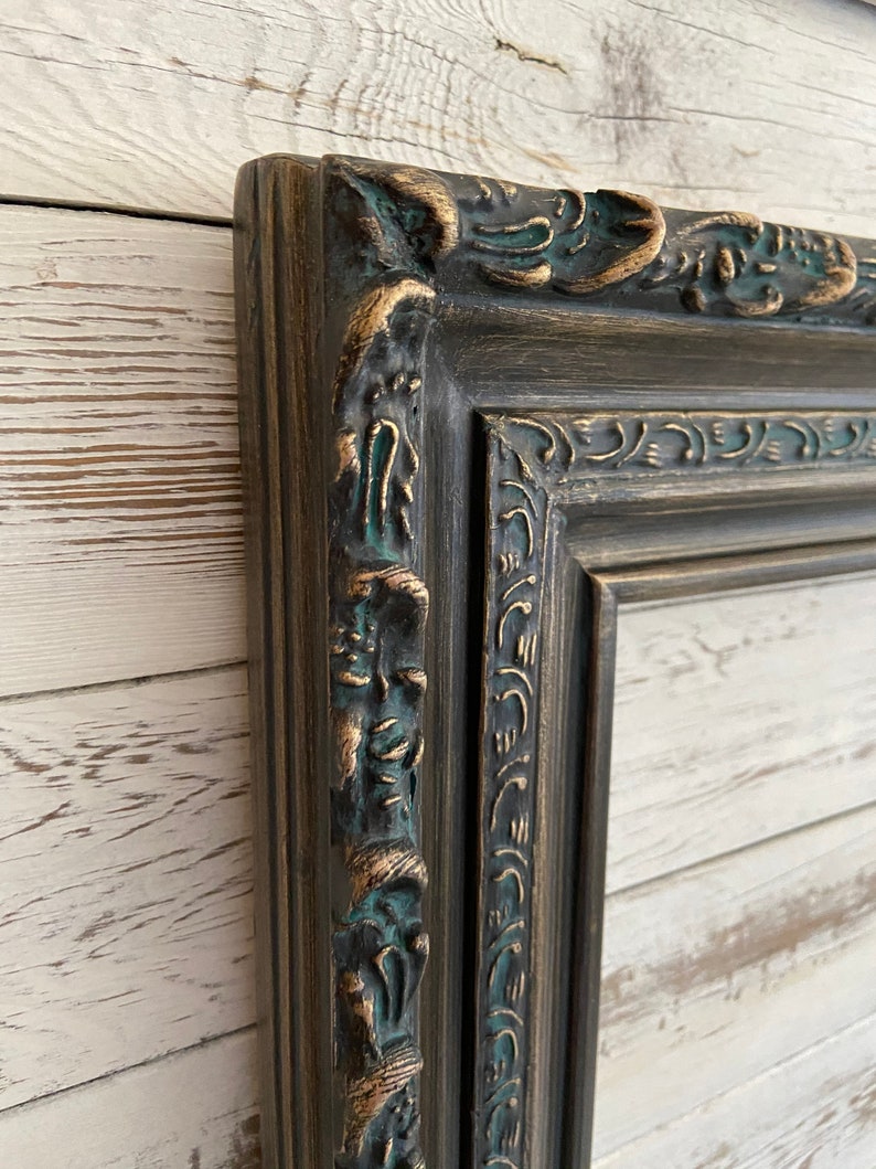 Vintage style wood picture frame with compo ornate trim. Etsy