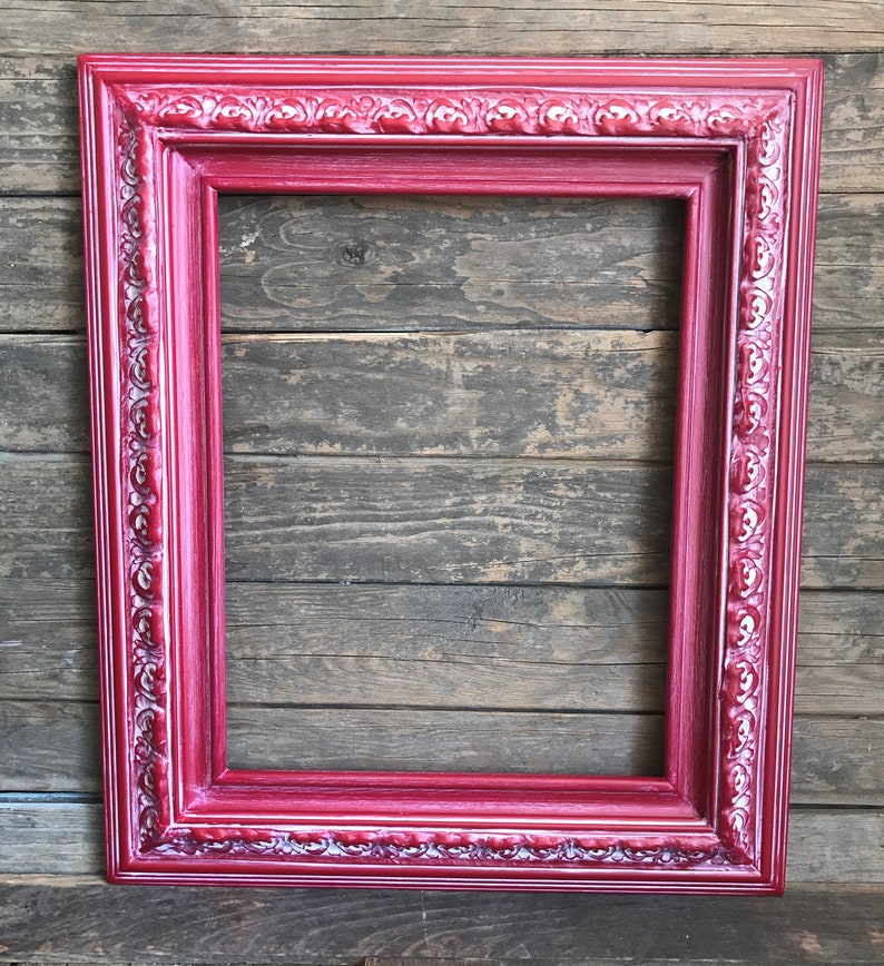 Custom Wood Frame With Compo Ornate Trim. Distressed Red Etsy