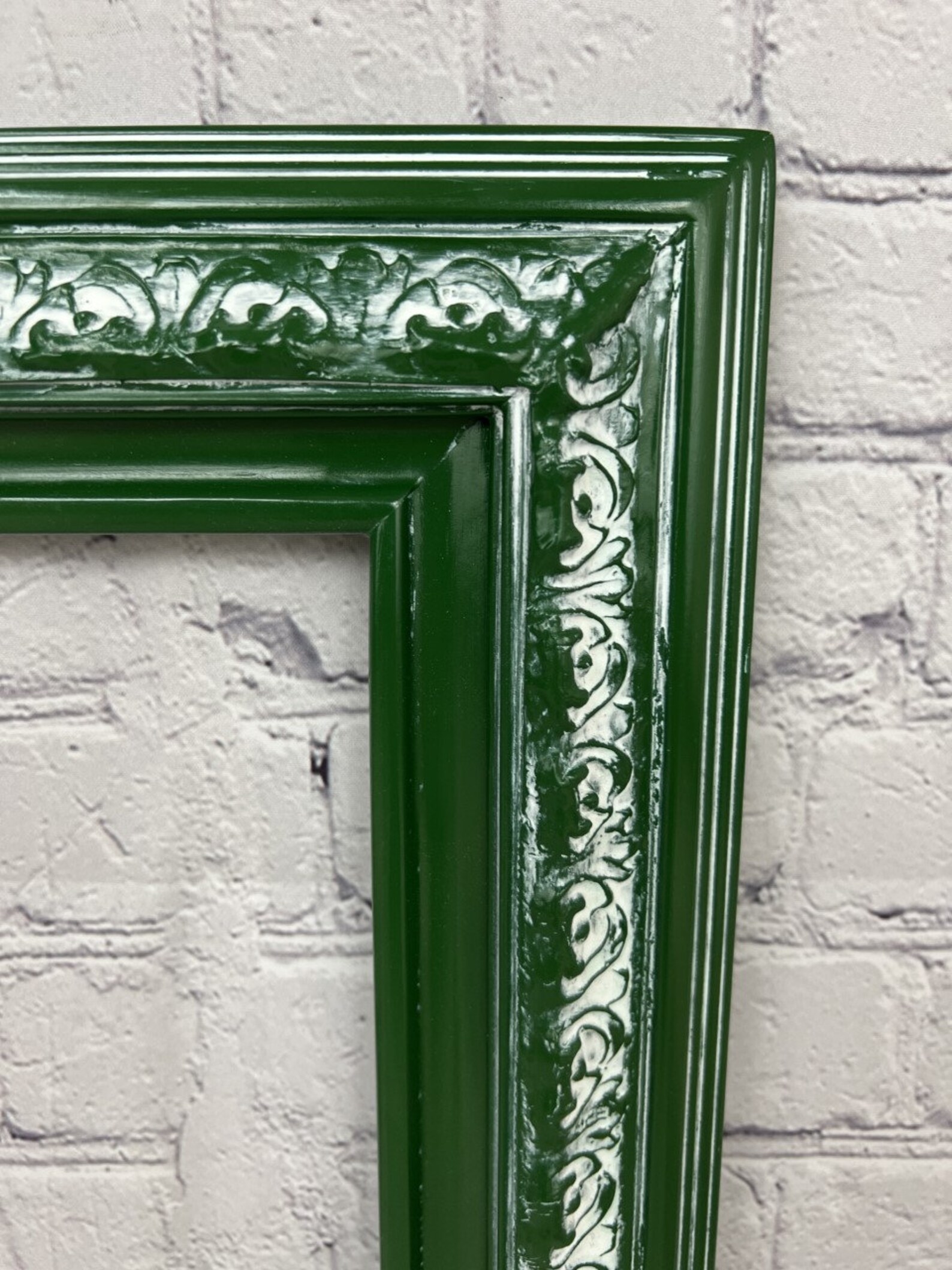 Custom Wood Frame With Compo Ornate Trim. Distressed Green Etsy