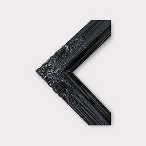 18 x 24 In stock ready to ship. -Traditional compo Xl ornate corners wood frame, HIGH GLOSS BLACK, vintage wood picture frame, antique style