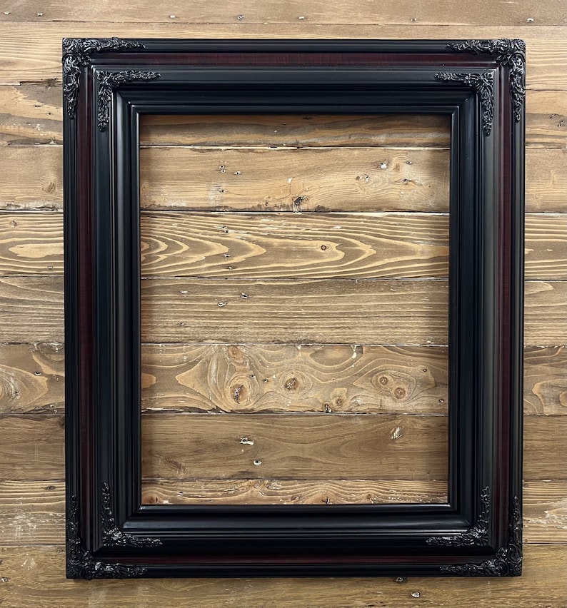 Frame Compo Traditional Compo Ornate Wood Frame, CHERRY WOOD With BLACK Accents ...