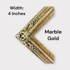 32" to 65" inch Ornate frame for Samsung The Frame TV and Frame Pro TV models, Marble Gold finish, not meant for use with other TVs. image 3