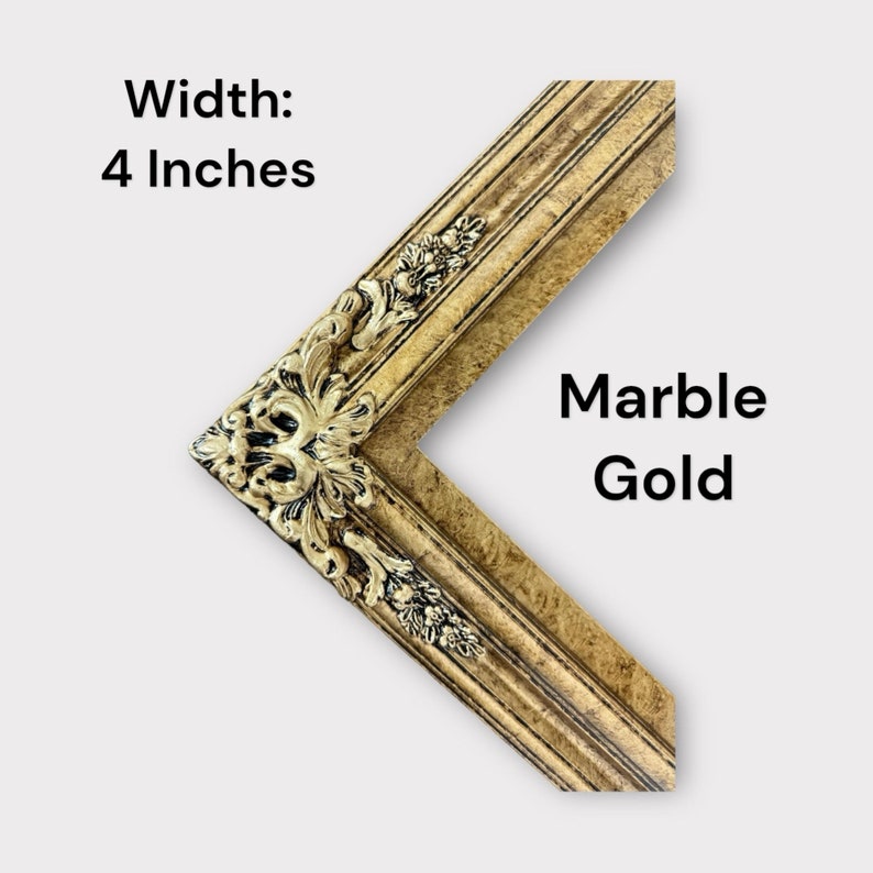 32" to 65" inch Ornate frame for Samsung The Frame TV and Frame Pro TV models, Marble Gold finish, not meant for use with other TVs. image 3