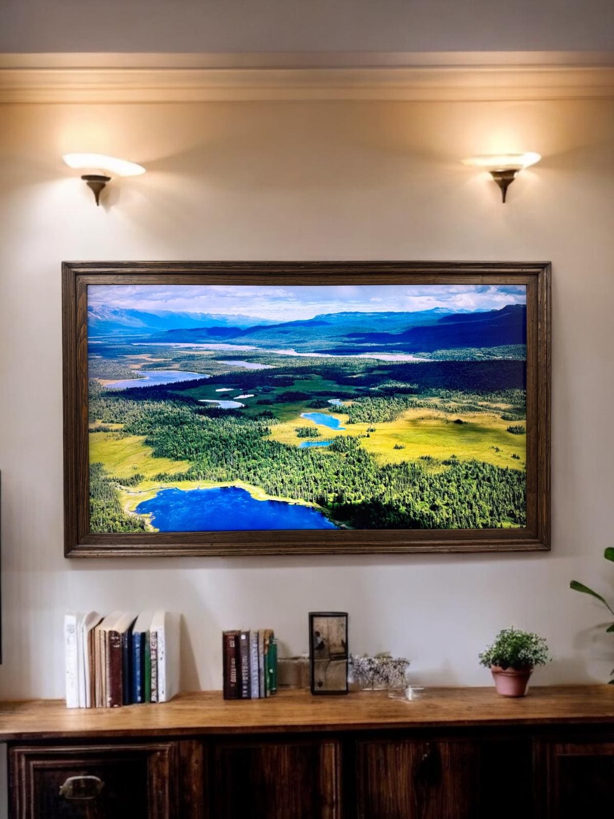55, 65 & 75 Inch TV Frame for TCL NXT Frame Tv, Rustic Dark Wood