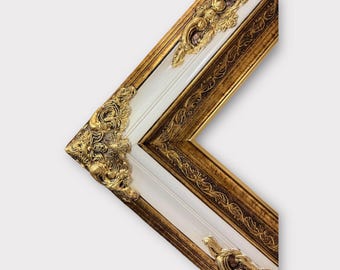 Marco de estilo colonial barroco, oro antiguo, marco de marfil, marco de madera ornamentado, marco de lienzo, marco hecho a medida, pan de oro, marco de pintura al óleo