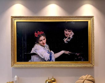 55 & 65 inch Vintage Gold Leaf style ornate frame for Samsung The Frame TV and Frame Pro TV models, not meant for use with other TVs.
