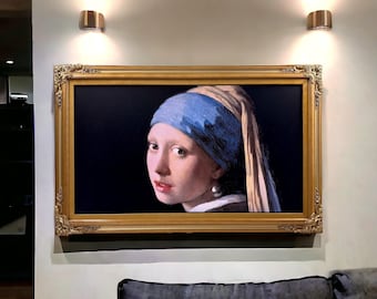 32" to 50" inch Ornate frame for Samsung The Frame TV and Frame Pro TV models, Light Gold finish,not meant for use with other TVs.