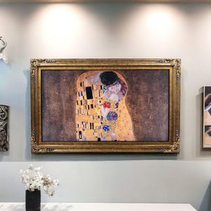 32" to 50" inch Ornate frame for Samsung The Frame TV and Frame Pro TV models, Marble Gold finish, not meant for use with other TVs.