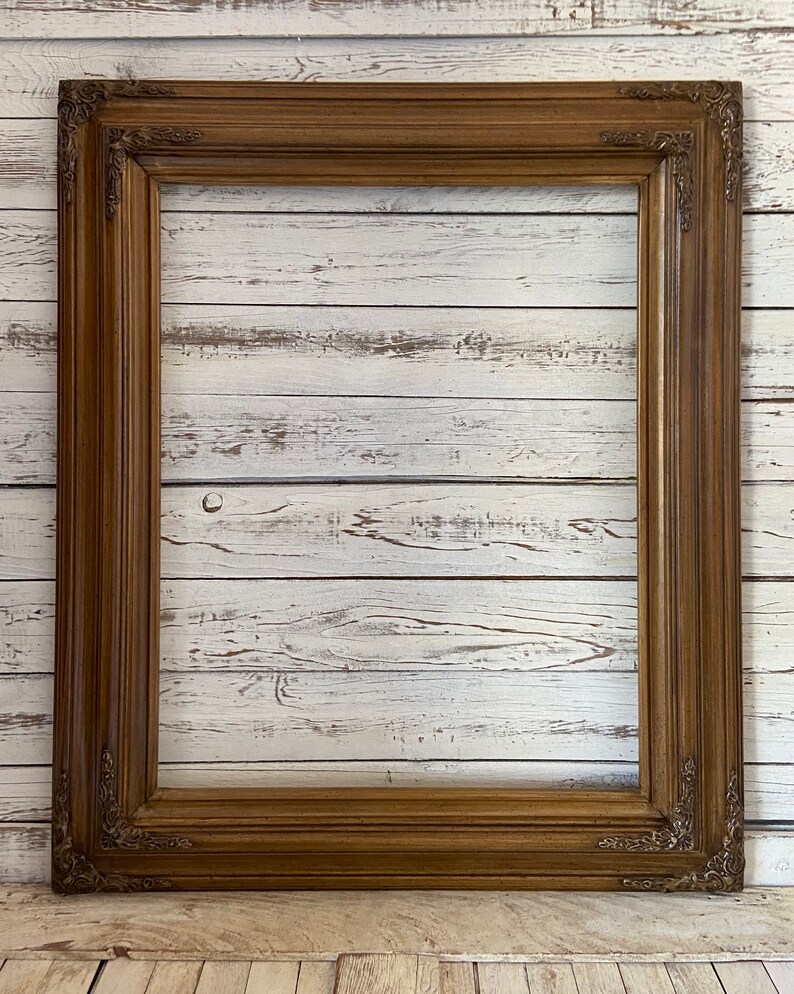 Traditional Compo Ornate Wood Frame Pecan Stain Wood Picture Etsy