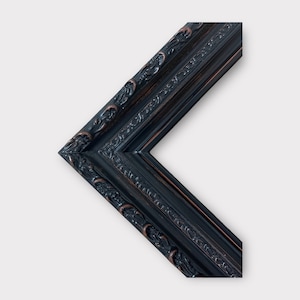 12 x 16 In Stock - Ready to Ship, Vintage style Black wood picture frame with compo ornate trim, DISTRESSED BLACK, antique style, ornate