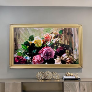 55, 65, & 75 inch Hisense Canvas TV Ornate frame, Antique Gold finish, Canvas TV by Hisense, not meant for use with other TVs,