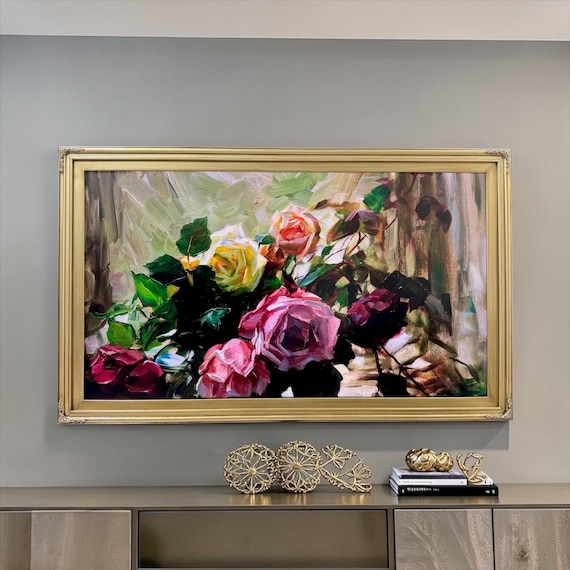 55, 65, & 75 inch Hisense Canvas TV Ornate frame, Antique Gold finish, Canvas TV by Hisense, not meant for use with other TVs,
