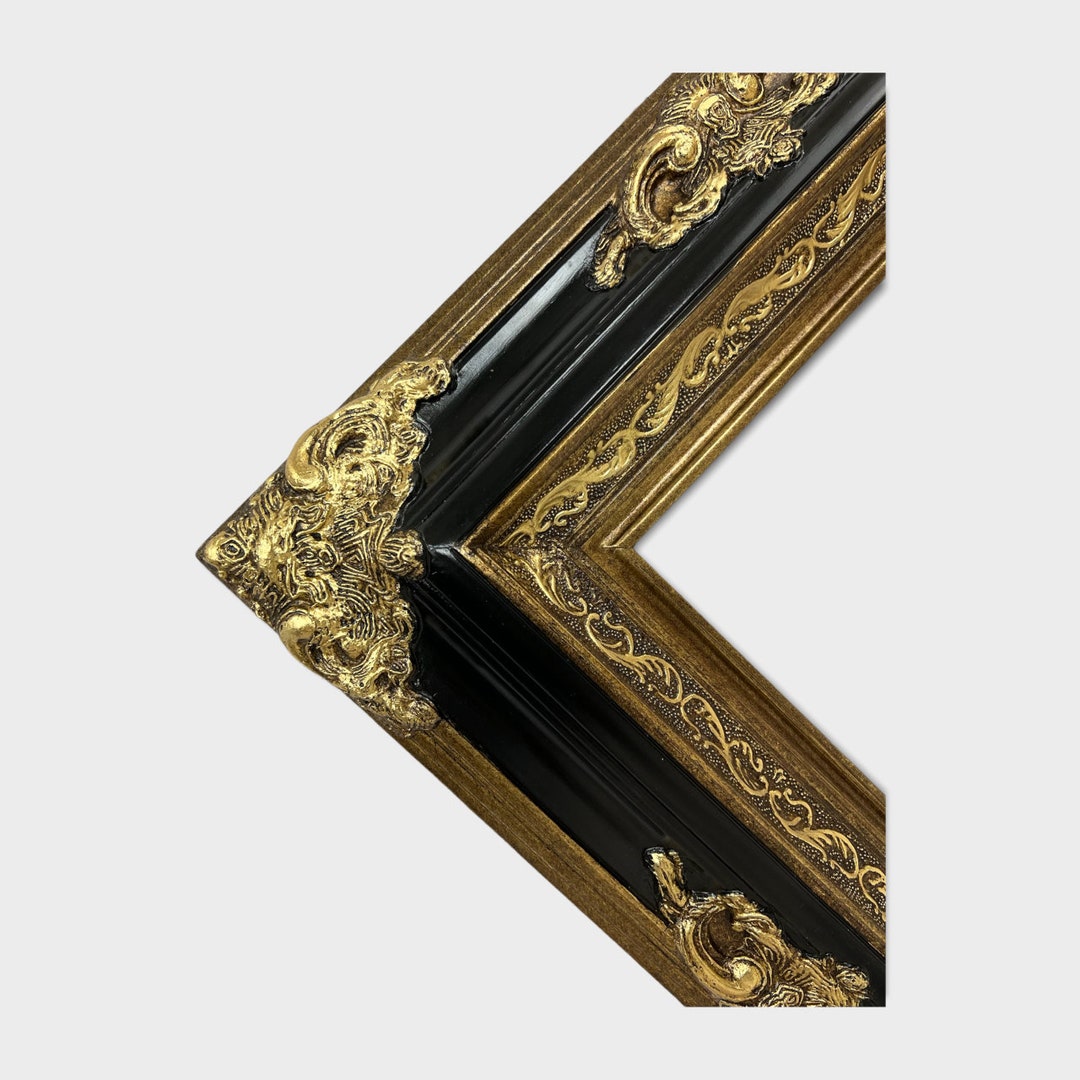 Baroque Colonial Style Frame, Antique Gold,black Frame,ornate Wood