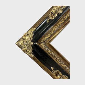 Baroque colonial Style Frame, antique gold,black frame,ornate wood frame,canvas frame, custom made frame, gold leaf, oil painting frame