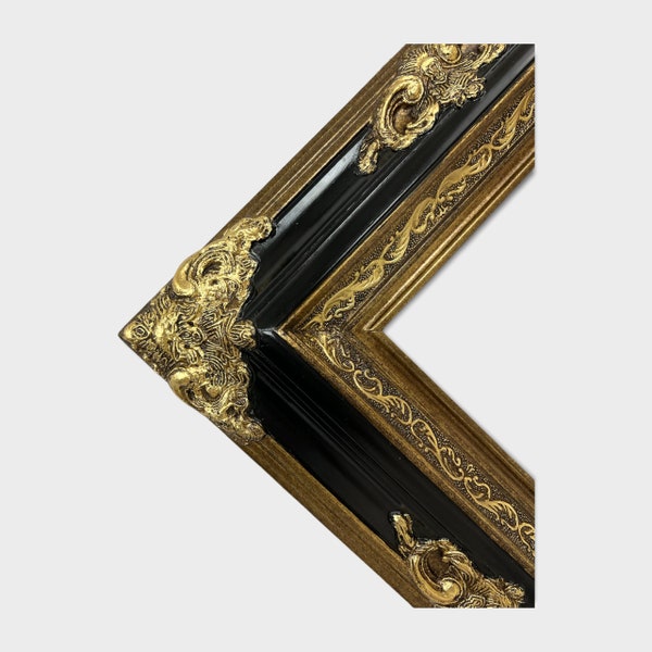 Baroque colonial Style Frame, antique gold,black frame,ornate wood frame,canvas frame, custom made frame, gold leaf, oil painting frame