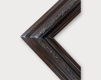 Classic style wood picture frame, DARK WALNUT, hand stained, wood frame, canvas frame, portrait picture frame, antique style frame, canvas
