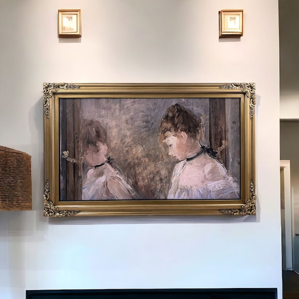 32" to 65" inch Ornate frame for Samsung The Frame TV & Frame Pro TV models, Antique Gold finish, not meant for use with other TVs.