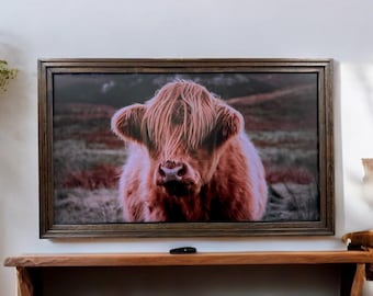 55, 65 & 75 Inch Hisense Canvas TV wood frame, Rustic Dark Wood finish, Canvas TV by Hisense, not meant for use with other TVs.