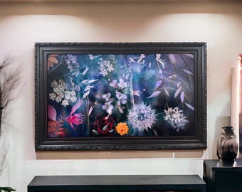 55 & 65 inch Ornate frame for Samsung The Frame TV and Frame Pro TV models, Distressed Black finish,not meant for use with other TVs.