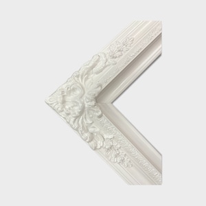 Traditional compo XL ornate corners wood frame, PURE WHITE ,vintage picture frame, antique style frame,custom sizes available,white frame