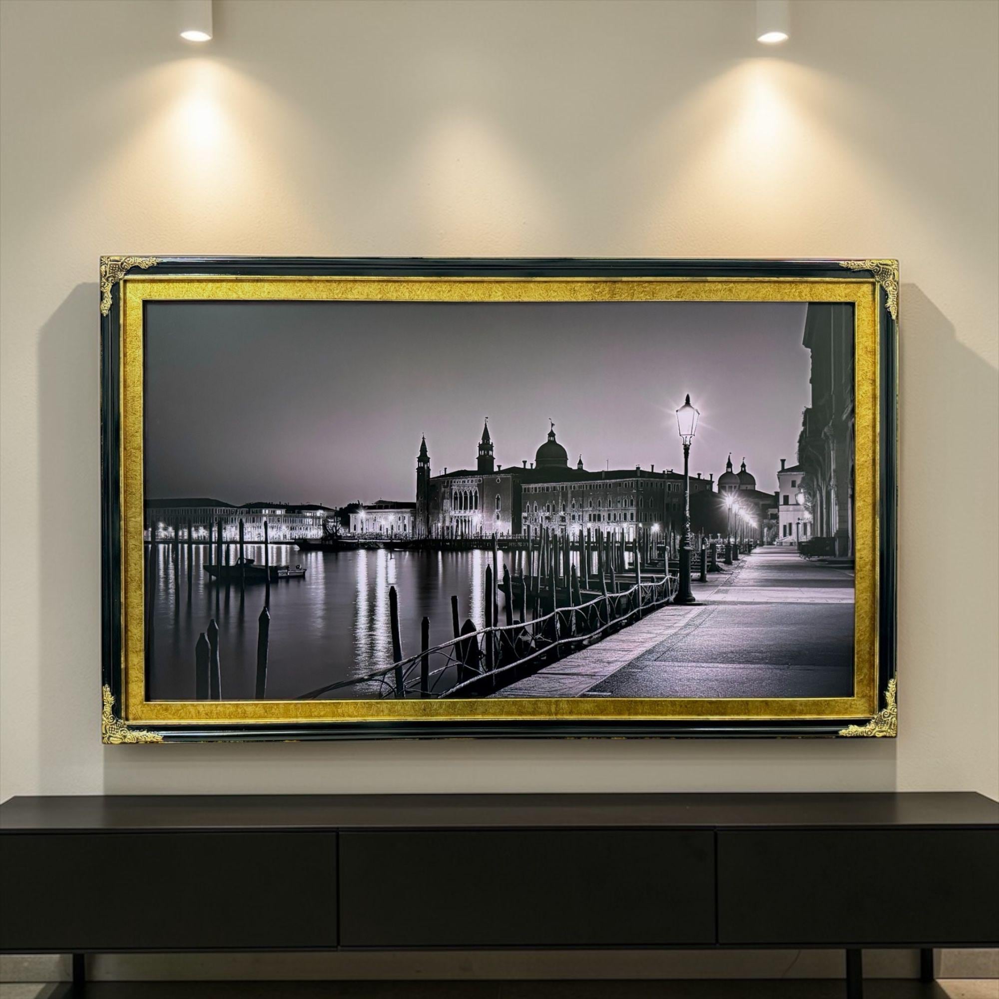 55, 65 & 75 Inch Hisense Canvas TV Ornate Frame, Glossy Black With