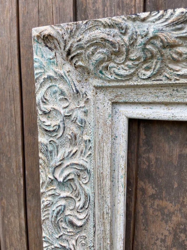 shabby chic frame portrait frame,oil painting frame Distressed White,canvas frame,Vintage frame Victorian Style Wood ornate Picture Frame