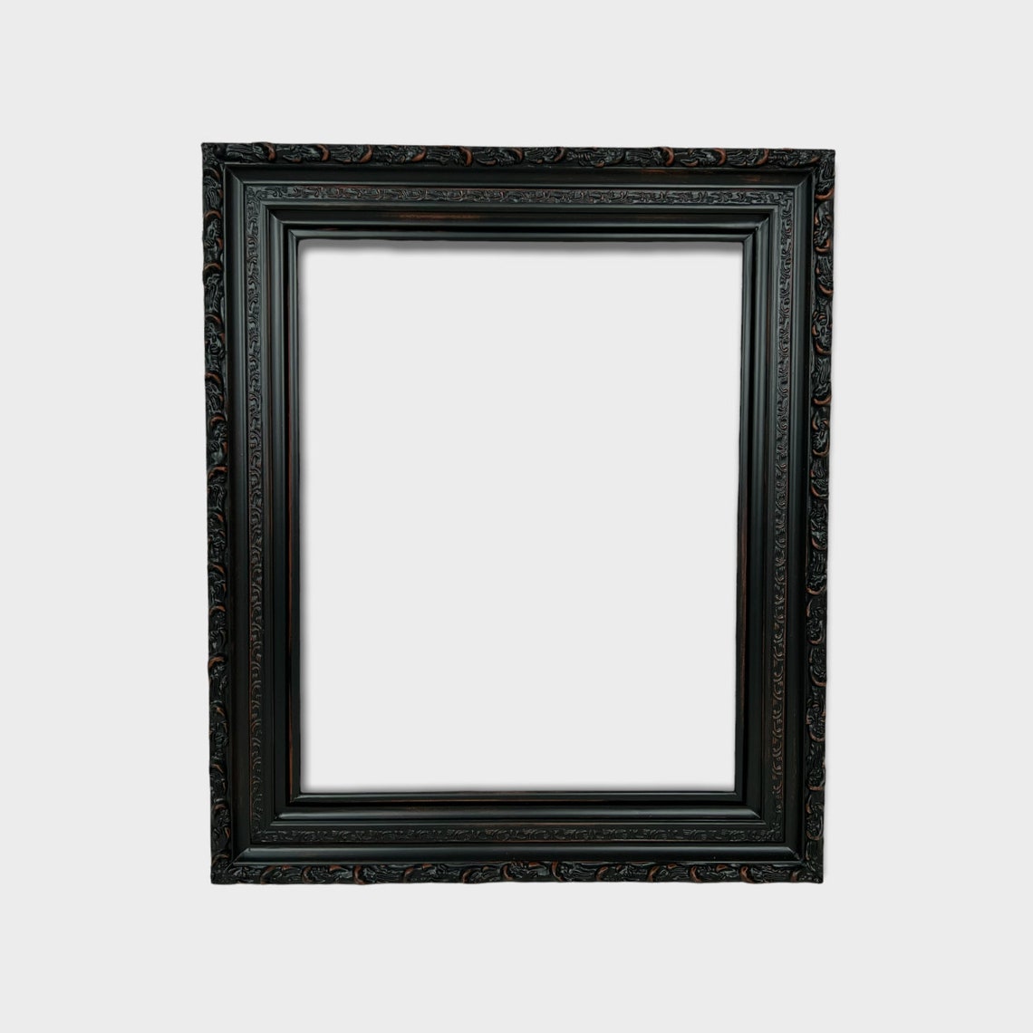 Vintage Style Black Wood Picture Frame With Compo Ornate Trim. Etsy