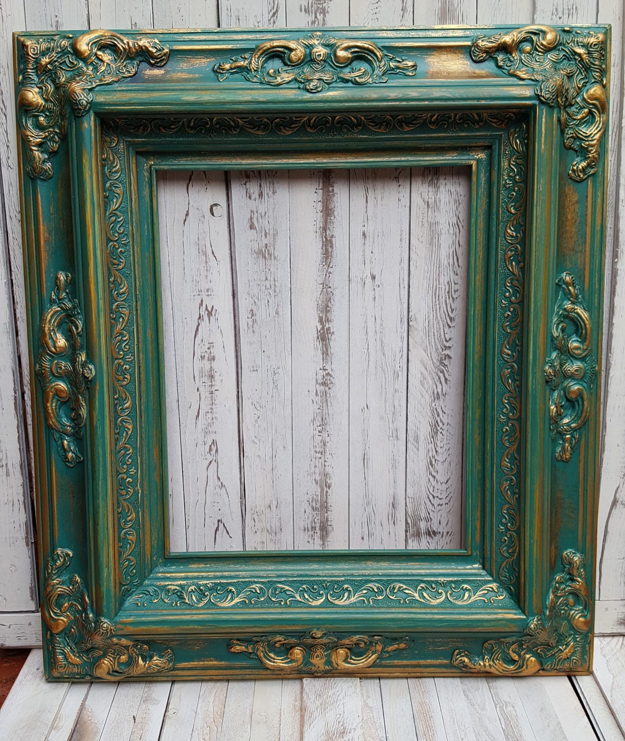 Custom Wood Frame With Compo Ornate Trim. DISTRESSED RED Frame,red  Frame,photo Frame, Custom Made Red Picture Frame, Canvas Frame, 
