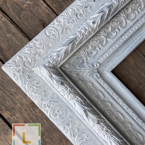 Baroque Victorian Ornate wood Frame,distressed white frame,photo frame,ornate frame,canvas frames,custom frame, vintage frame,portait