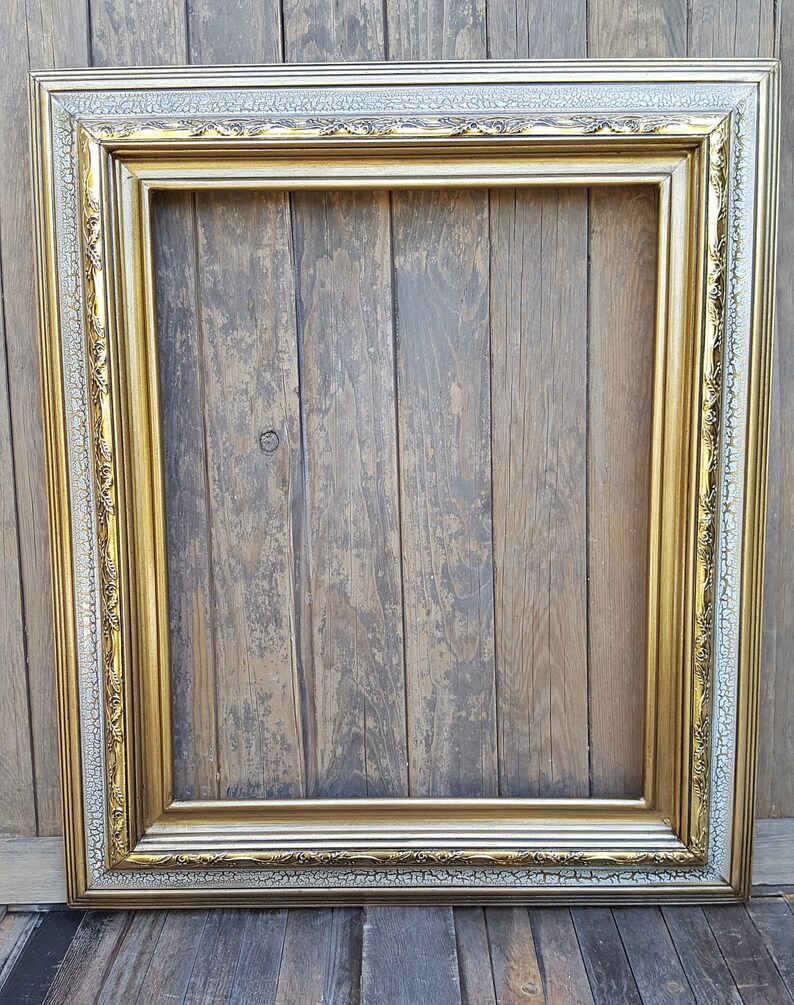 Classic Style Wood Picture Frame Crackle Finish Gold Leaf Etsy