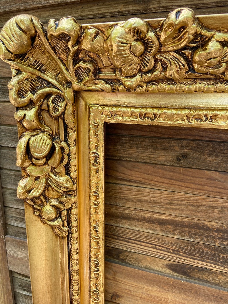 Old World Style Picture Frame Ornate Wood picture frameGold Etsy