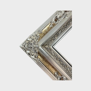 Baroque Victorian Style Frame, antique silver, wedding frame,colonial decor,vintage frame,custom wood picture frame,ornate frame,silver leaf